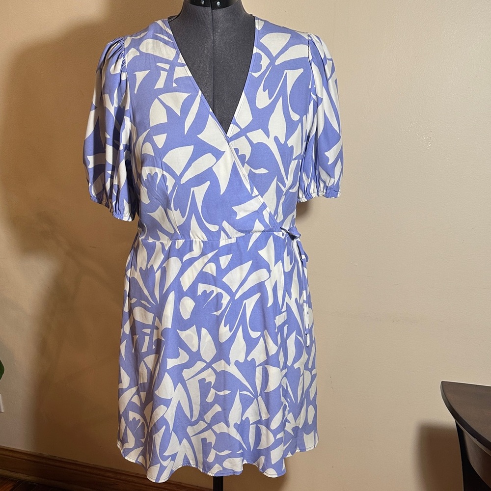 A New Day Blue and White Patterned Mini Dress